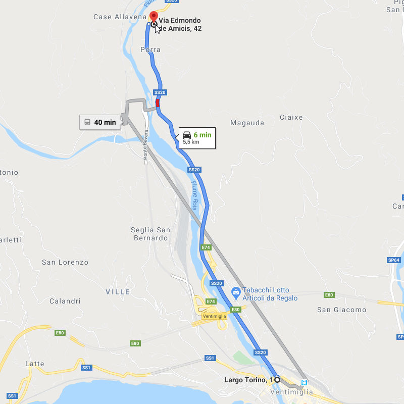Come raggiungerci da Ventimiglia, Largo Torino